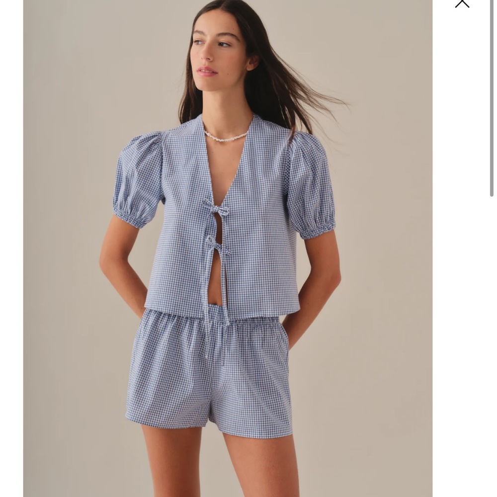 Chic Blue Checkered Women's Set